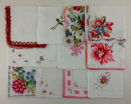Lot of One Dozen Assorted Vintage Hankies Handkerchiefs (Lot #S12) - $68.00