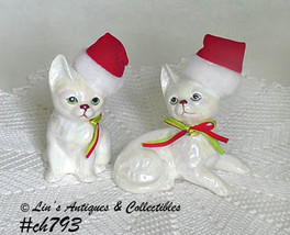 Two Vintage Christmas Kitten Figurines by Enesco 1988 (#CH793) - $18.00
