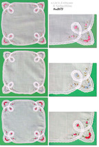 Lot of Three Vintage Handkerchiefs With Lace and Embroidered Roses (Inv.... - £29.89 GBP
