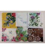 Lot of 6 Larger Size Vintage Floral Hankies Handkerchiefs  (Lot #A12) - £56.61 GBP