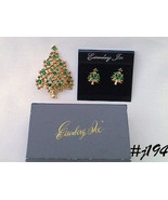 Signed Eisenberg Ice Christmas Tree Pin and Earrings (#J194) - £71.77 GBP