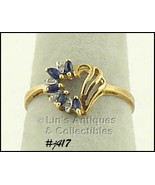 10Kt YG Ring with Sapphires and Diamonds (#J417) - £78.63 GBP