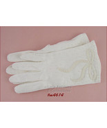 Vintage Ladies Beaded Bow White Gloves Size 7  (Inventory #M4614) - $28.00