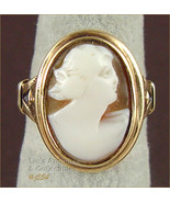 Vintage Carved Shell Cameo Ring 10K Yellow Gold (#J554) - $190.00