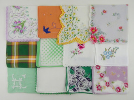 Lot of One Dozen Assorted Vintage Hankies Handkerchiefs (Lot #O11) - £54.35 GBP