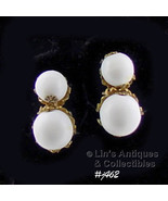 Signed Miriam Haskell White Beads Earrings (#J462) - £29.88 GBP