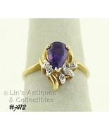 10K YG Ring with Amethyst and Diamonds (#J412) - £117.95 GBP