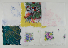 Vintage Hanky Lot of Six Larger Size Assorted Hankies Handkerchiefs (Lot... - $68.00