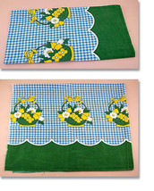 Vintage Blue Gingham with Flower Baskets Feed Sack Feedsack (Inventory #E112) - £19.98 GBP