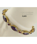 Vintage Bracelet with Dark Red Rhinestones (#J436) - £55.04 GBP