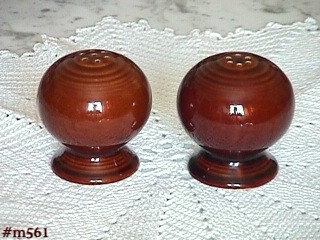 Vintage Fiesta Salt and Pepper Shaker Set in a Warm Brown Color (Inventory #M561 - $48.00