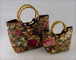 Longaberger Majolica Garden Purses Mother and Daughter Handbags (#E055)  - $60.00