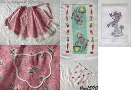 Vintage Poodle Apron and Two Poodle Kitchen Towels (Inventory #M1590) - £53.58 GBP