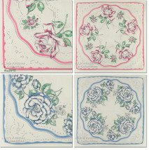 Lot of Two Vintage Roses and Lace Design Hankies Handkerchiefs (Inventor... - $24.00