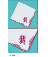 Vintage Pink Mauve N Monogram on White Madeira Handkerchief (#M2752) - £22.01 GBP