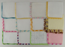 Vintage Hanky Lot of 1 Dozen Vintage Handkerchiefs With Tatted Edging (Lot #V2) - $68.00