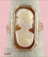 Vintage Carved Shell Cameo Ring 14K White Gold Size 5 1/2 (Inventory #J555) - £196.58 GBP