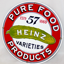 1983 Ande Rooney HEINZ 57 Varieties Pure Food Pickle Porcelain Enamel Sign 11&quot; - £30.33 GBP