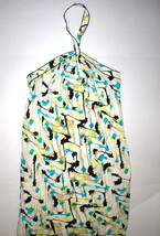 New Womens NWT $328 Dress 8 Worth Black Designer Silk White Blue Yellow Halter  - £250.33 GBP