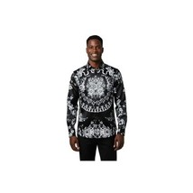 Mens Oscar Banks Brand Name Turkey Shirt Satin Floral European 6425 Black white image 4