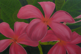 Frangipani Oil Painting, Plumeria Painting, &quot;Pink Plumerias&quot; (24&quot; x 36&quot;) - £279.84 GBP