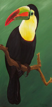 Original Oil Painting, Toucan Painting, Bird - &quot;Toucan&quot; (12&quot; x 24&quot;) - £147.88 GBP