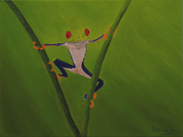 Red-Eyed Tree Frog Oil Painting, Tree Frog - &quot;Miguel, Spiderman&quot; (12&quot;x16&quot;) - £107.91 GBP