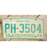 1973 Colorful Colorado License Plate-White Green-PH-3504-Vintage-Auto - $18.68