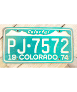 1974 Colorado License Plate-Green White Mountain-PJ-7572-Vintage-Auto. - $18.68