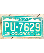 1974 Colorado License Plate-Green White Mountain-PU-7629-Vintage-Auto - $18.68