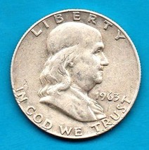 1963 D Ben Franklin Half Dollar  SILVER - Moderate wear - $20.00