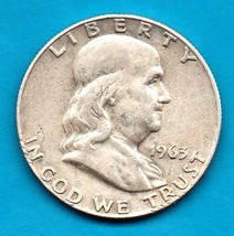 1963 D Ben Franklin Half Dollar  SILVER - Moderate wear - £15.84 GBP