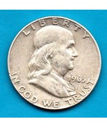 1963 D Ben Franklin Half Dollar  SILVER - Moderate wear - $20.00