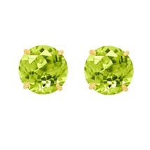 2 KT Taglio Rotondo Peridoto Portafortuna Solitario Orecchini a Lobo 14K Giallo - $41.57