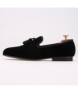 Handmade FERUCCI Men handmade Black  smoking  Velvet Slippers loafers wi... - £110.26 GBP
