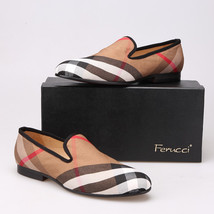 FERUCCI Scottish Khaki Custom-made Linen Slippers Loafers davucci - £157.52 GBP