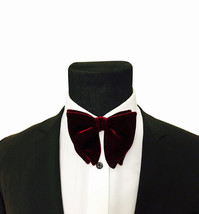 Mens FERUCCI  Oversized Bow Tie - Burgundy Velvet Bowtie, Mens big bow tie - £39.95 GBP