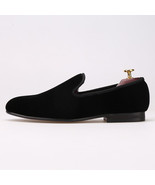 Handmade FERUCCI Men Plain Black Velvet Slippers loafers davucci - £118.14 GBP+