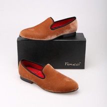 feHandmade FERUCCI Plain Brown Men Velvet Slippers loafers davucci - £71.92 GBP