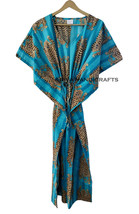 Indian Ethnic Animal Tibetan Tiger Print Turquoise Woman Sleepwear Cotto... - £24.26 GBP
