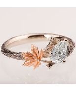 Twig Band w/ Rose Gold Maple Leaf, Rustic Forest Fashion Jewelry Ring 6 - $275.97 MXN