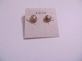 Aqua  3/8 &quot; Gold Tone Simulated Opal Stud Earrings N592 - £3.82 GBP
