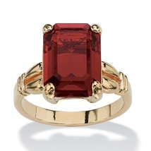 Womens 14K Gold Plated Birthstone Emerald Cut Garnet Ring Size 5 6 7 8 9 10 - £64.13 GBP