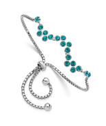 Silver  Blue Zircon Adjustable Bracelet QG4620 - $85.90