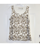 Chicos Size 2 Large Top Tank Cream Chiffon Embellished Paisley Layering - $313.91 MXN