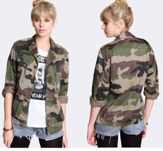 Vintage Women&#39;s French F2 camo camouflage jacket coat surplus army military - $25.00
