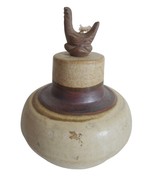 Vintage 1985 Flat Earth Pottery Duck Wick Topper Oil Lamp Vase Artist Si... - $11.99