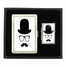 Cool Mustache D5 Cigarette Case / Wallet &amp; Lighter Gift Set - £17.36 GBP