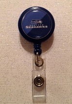 Nfl Seattle Seahawks Badge Reel Id Holder blue alligator clip handmade new - $8.99