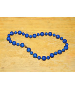 vintage blue beaded necklace short - £1.56 GBP